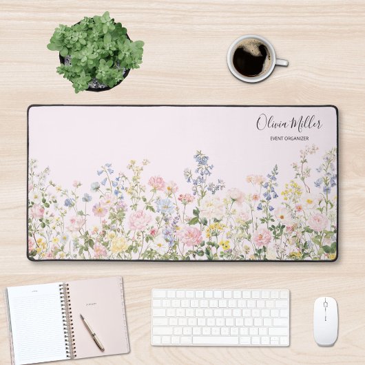 Elegant Monogram Kleurrijke Bloementuin Bloemstuk Bureaumat