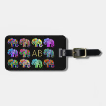 Elegant monogram kleurrijke ornamentale olifanten