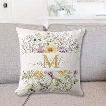 Elegant Monogram Kleurrijke Wilde Bloementuin Bloe