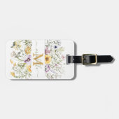 Elegant Monogram Kleurrijke Wildflower Tuin Bloeme Bagagelabel (Voorkant horizontaal)