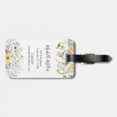 Elegant Monogram Kleurrijke Wildflower Tuin Bloeme Bagagelabel (Achterkant horizontaal)