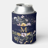 Elegant Monogram Kleurrijke Wildflower Tuin Bloeme Blikjeskoeler (Blikje Voorkant)