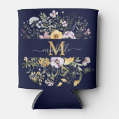 Elegant Monogram Kleurrijke Wildflower Tuin Bloeme Blikjeskoeler (Voorkant)