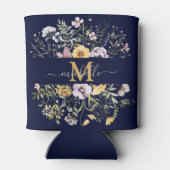 Elegant Monogram Kleurrijke Wildflower Tuin Bloeme Blikjeskoeler (Achterkant)