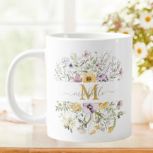 Elegant Monogram Kleurrijke Wildflower Tuin Bloeme