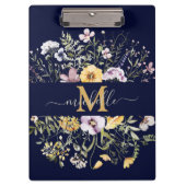 Elegant Monogram Kleurrijke Wildflower Tuin Bloeme Klembord (Voorkant)