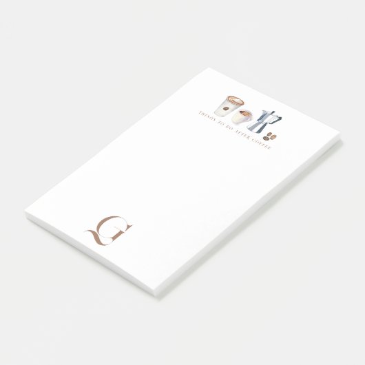 Elegant Monogram Koffie Post-it® Notes (Schuin)