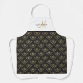 Elegant monogram, koningin bijen, zwart en goud schort (Voorkant)