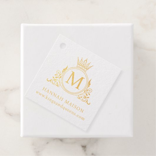 Elegant, Monogram, Koninklijk, Kroon, Logo Bedankjes Labels (Met doos)
