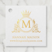 Elegant, Monogram, Koninklijk, Kroon, Logo Bedankjes Labels (Voorkant)