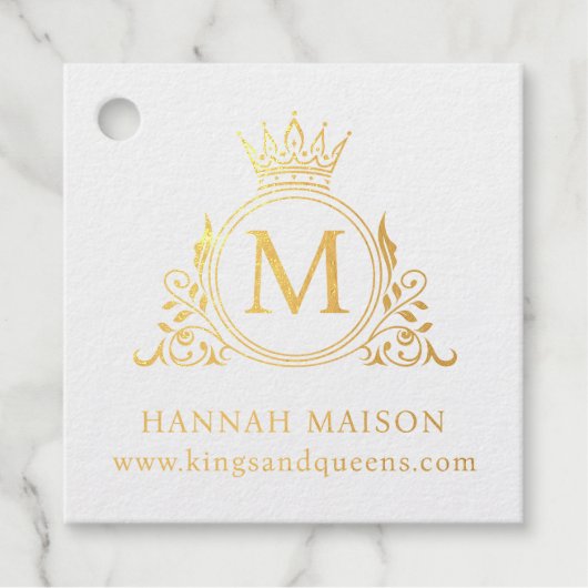 Elegant, Monogram, Koninklijk, Kroon, Logo Bedankjes Labels (Voorkant)