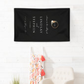 Elegant Monogram Koper Aards Zwart Bruiloft Spandoek (Insitu)