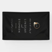 Elegant Monogram Koper Aards Zwart Bruiloft Spandoek (Horizontaal)