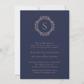 Elegant Monogram Koper Blush Navy Bruiloft Kaart (Voorkant)