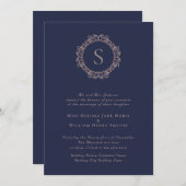 Elegant Monogram Koper Blush Navy Bruiloft Kaart (Voorkant / Achterkant)