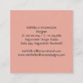 Elegant MONOGRAM Koraal Roze Bloemen Vierkante Visitekaartje (Achterkant)