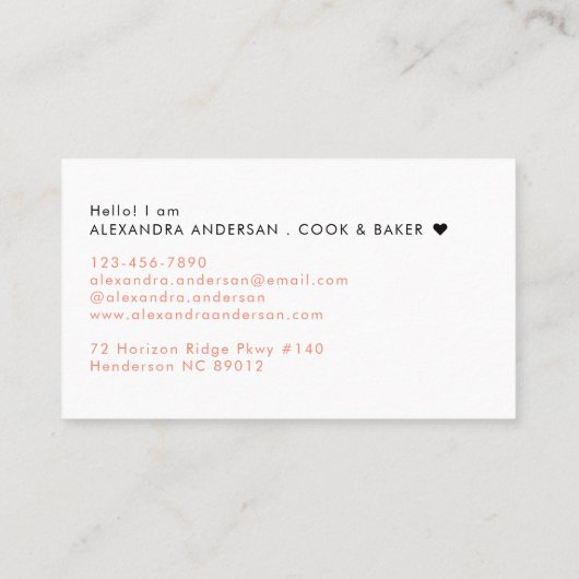 Elegant Monogram Koraal Roze Zwart Script Naam Visitekaartje (Achterkant)