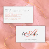Elegant Monogram Koraal Roze Zwart Script Naam Visitekaartje