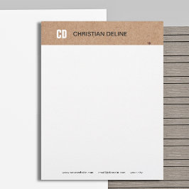 Elegant Monogram Kraft Wit Modern Minimalistisch Briefhoofd