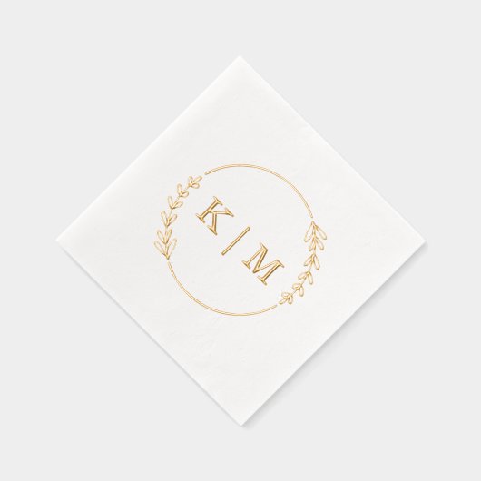 Elegant Monogram krans bruiloft Folie Servetten (Rechts)