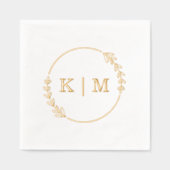 Elegant Monogram krans bruiloft Folie Servetten (Voorkant)