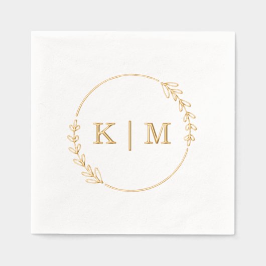 Elegant Monogram krans bruiloft Folie Servetten (Voorkant)