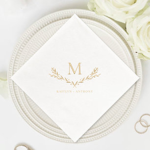 Elegant Monogram krans bruiloft Folie Servetten