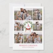 Elegant Monogram Krans Kerstmis Zes Foto Feestdagenkaart (Voorkant)