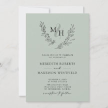 Elegant Monogram Krans Sage Bruiloft