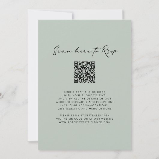 Elegant Monogram Krans Sage Bruiloft Kaart (Achterkant)