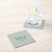 Elegant Monogram Krans Sage Bruiloft Kartonnen Onderzetters (Insitu)