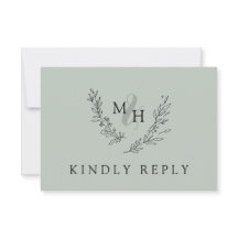 Elegant Monogram Krans Sage Bruiloft
