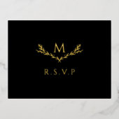 Elegant Monogram Krans Trouwen RSVP Real Folie Uitnodiging Briefkaart (Voorkant)