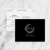 Elegant Monogram Krans Trouwen RSVP Real Folie Uitnodiging Briefkaart
