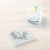 Elegant Monogram Krans Trouwpaar Glazen Onderzetter (Schuin)