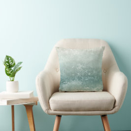 Elegant Monogram Kust Waterverf Golven In Blauw Kussen