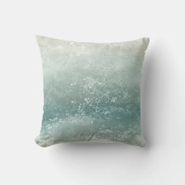 Elegant Monogram Kust Waterverf Golven In Blauw Kussen