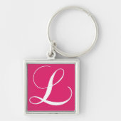 Elegant Monogram L Roze Sleutelhangers Favors (Voorkant)