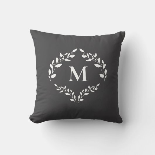 Elegant monogram Laurel verlaat Crest Custom Kussen (Voorkant)