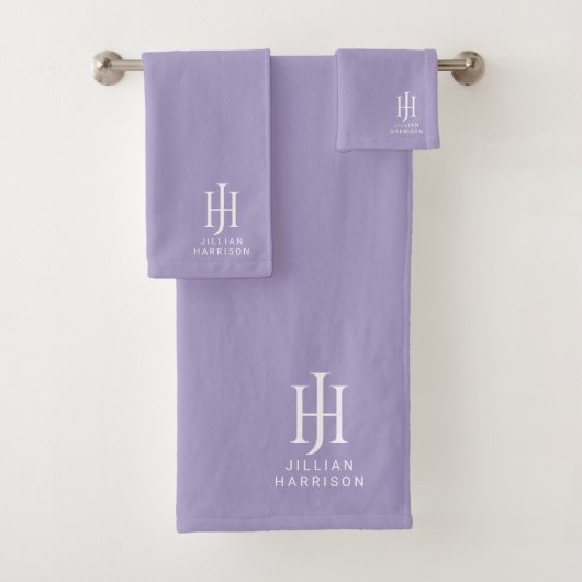 Elegant monogram lavendel bad handdoek (Insitu)