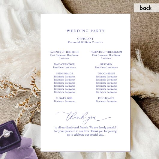 Elegant monogram lavendel bruiloft programma