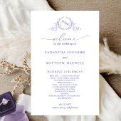 Elegant monogram lavendel bruiloft programma