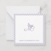 Elegant monogram lavendel gingham gepersonaliseerd notitiekaartje (Achterkant)
