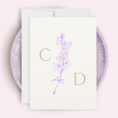 Elegant Monogram Lavendel Larkspur Bloemen Bedankkaart