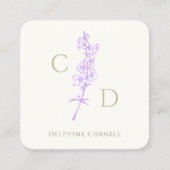 Elegant Monogram Lavendel Larkspur Bloemen Vierkante Visitekaartje (Voorkant)