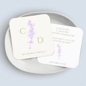 Elegant Monogram Lavendel Larkspur Bloemen Vierkante Visitekaartje