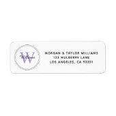 Elegant Monogram Lavendel Retouradres Etiket (Voorkant)