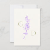 Elegant Monogram Lavendel Ridderspoor Bloemmotief Bedankkaart (Voorkant)