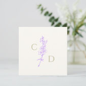 Elegant Monogram Lavendel Ridderspoor Bloemmotief Kaart (Staand voorkant)