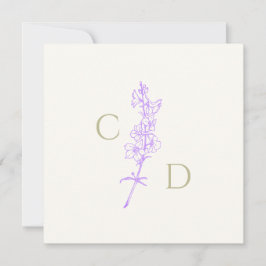 Elegant Monogram Lavendel Ridderspoor Bloemmotief Kaart